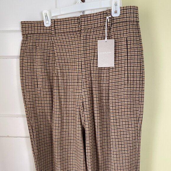 E V E R L A N E  //  The ReWool Way-High Drape Pant Camel Houndstooth 14 NWT - Picture 4 of 6